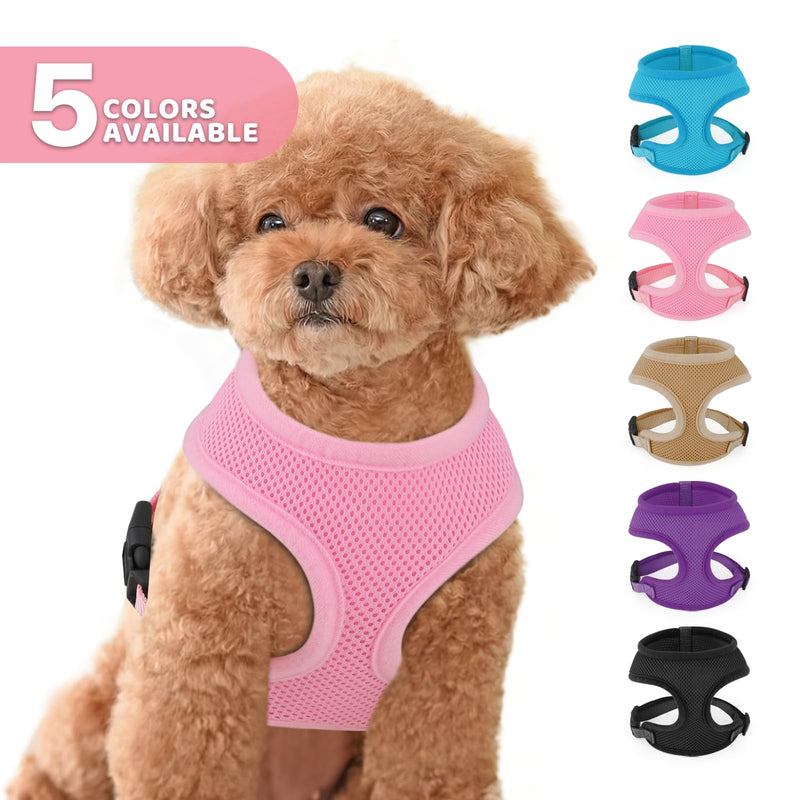 Magshion Dog Vest Harness with Adjustable Chest for Small Dog, Breathable Mesh Padded Pet Harness with with Buckles & Back D-Rings, Pet Supplies for Walking Training, No Pull No Choke, Pink, S - PawsPlanet Australia