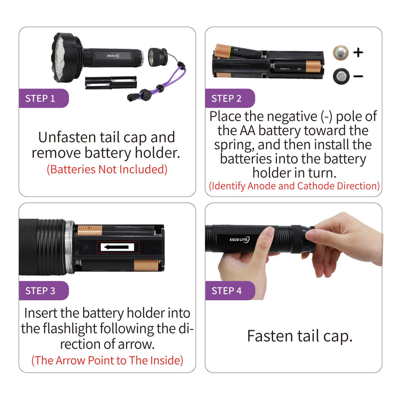ESCO LITE Blacklight Flashlight 128 LED UV Flashlight, Upgraded Bright 395nm Handheld Ultraviolet Flashlight for Pet Urine Detection, Scorpion Hunting - PawsPlanet Australia