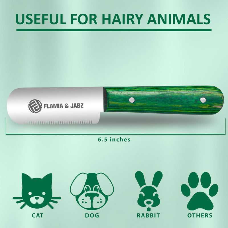 FJ Professional Stripping Knife, Right handed, 3 inch blade (Stainless Steel) (Fine, Green) Fine - PawsPlanet Australia