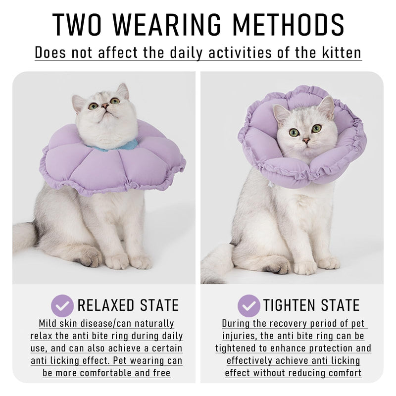 JSTHHTT Cat Collar, Adjustable Cat Neck Collar, Soft Flowers Cat Collar Cone, Anti Bite Safety Protective Collar, for Cats Small Dogs After Surgery and Injuries