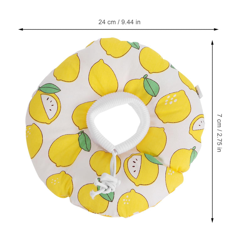 Hemobllo Cat Neck Brace with Cartoon Fruit Pattern, Made of Soft and Comfortable Cotton, Pain Relieving for Post-Surgery Recovery, Yellow and Lightweight