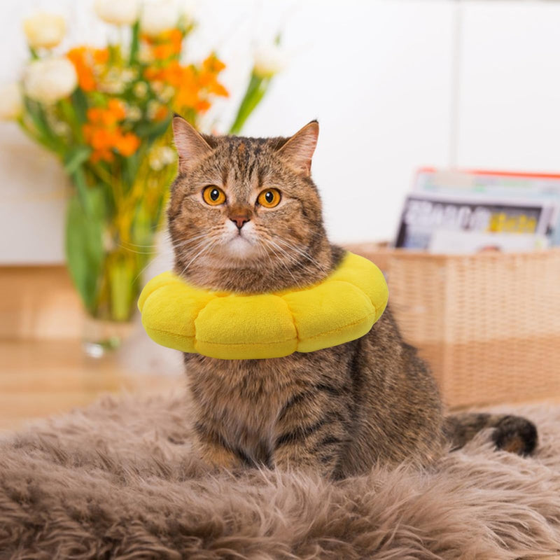 Sunflower Cat Recovery Cone, Adjustable Pet Elizabethan Collar for Cats &Puppy, Soft Cone for Cats After Surgery to Stop Licking, Cat Neck Pillow for Sleeping, Easy to Clean (Yellow, S) Yellow, S - PawsPlanet Australia