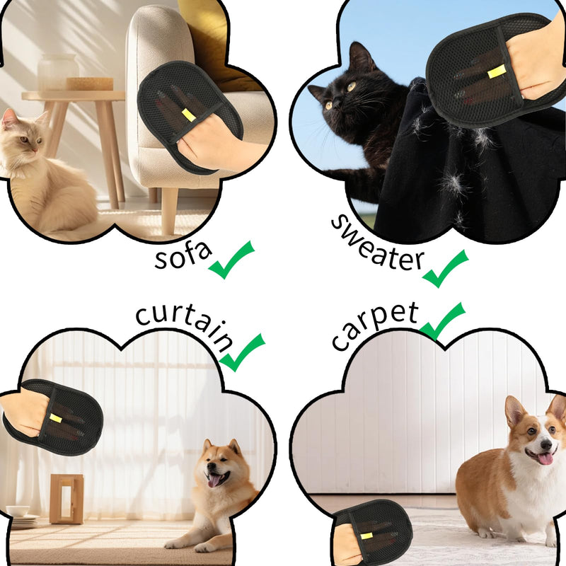 3 Pcs Pet Hair Removal Glove, Electrostatic Pet Hair Removal Gloves, Reusable Cat and Dog Hair Remover, for Couch, Carpet, Furniture, Car, Bedding, Cat Grooming Gloves - PawsPlanet Australia