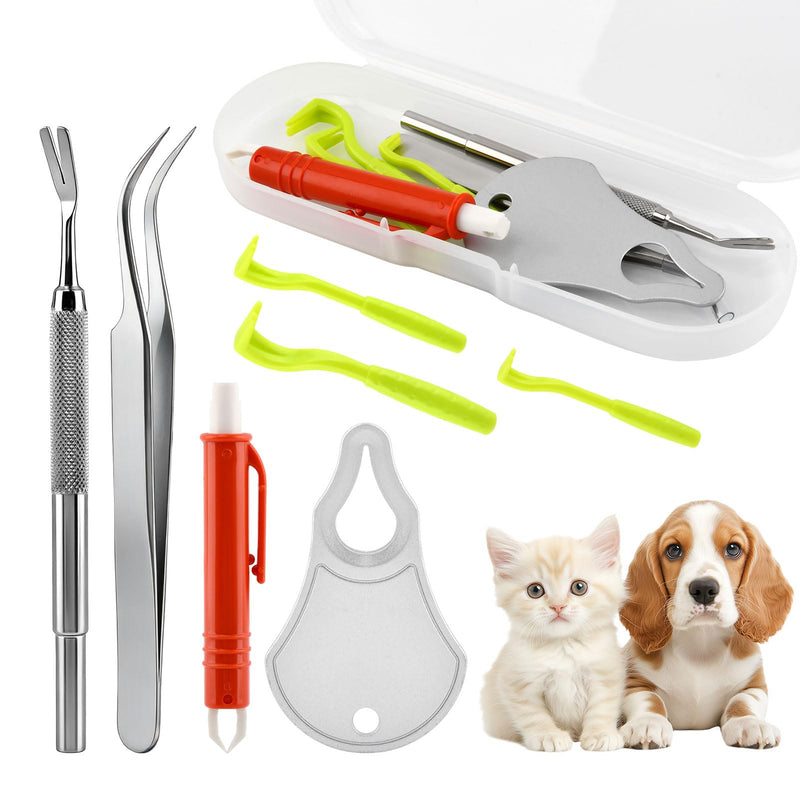 Tick Remover Tool Kit,Tick Tweezers Remover Tool Kit for Dogs Cats Pets,2Pcs Stainless Steel Ticks Tweezers+1 Removal Tick Key,4 Pack Quick & Safe Ticks Removal Tools,Easy to Use Silver