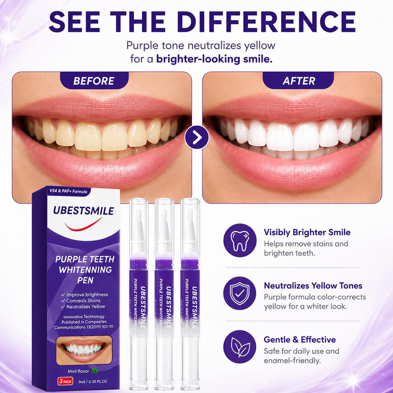 3-Piece Teeth Whitening Pen, Bleaching Teeth, Teeth Whitening Pen, Clean Your Teeth, For Coffee and Tea Stains, Enamel Safe, A White Smile