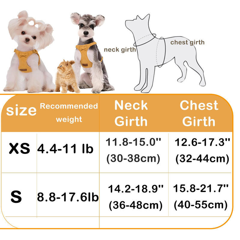 XS Cute Puppy Harness and Leash Pet Set with Bowtie,Step in Dog Harnesses,Soft Adjustable Close-Fitting Cat & Dog Vest, Anti-Pull Harness for Small Cats & Dogs, Pink XS(Chest:13-18'') - PawsPlanet Australia