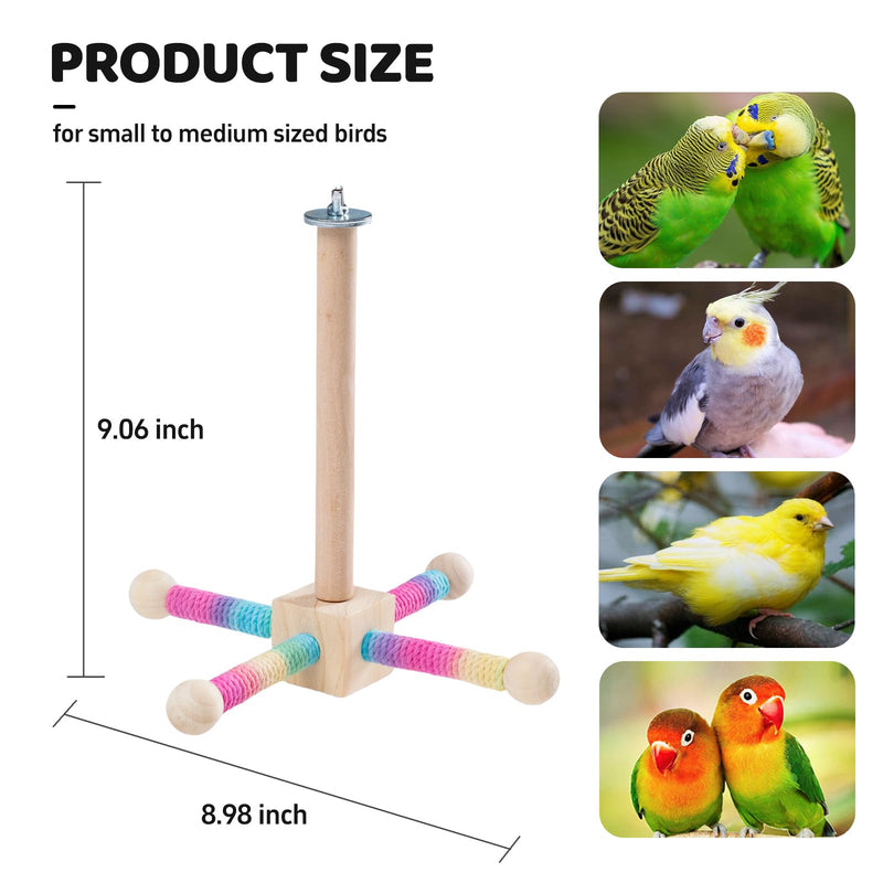 9" Hanging Bird Perch Toy for Cage, 360° Silent Free-Spin, Wooden Bird Cage Accessories, Relieve Boredom Anxiety, for Parrots, Parakeets, Cockatiels, Small to Medium Birds, with Poplar Swing - PawsPlanet Australia