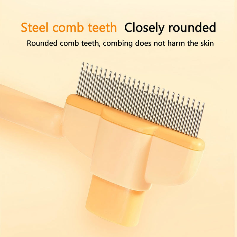 2025 Self-Cleaning Pet Hair Removal Comb & Flea Comb for Cats and Dogs Stainless Steel Grooming Brush with Release Button, De-Shedding Tool for Hair, Massaging Tangle-Free Pet Comb (Green) Green - PawsPlanet Australia