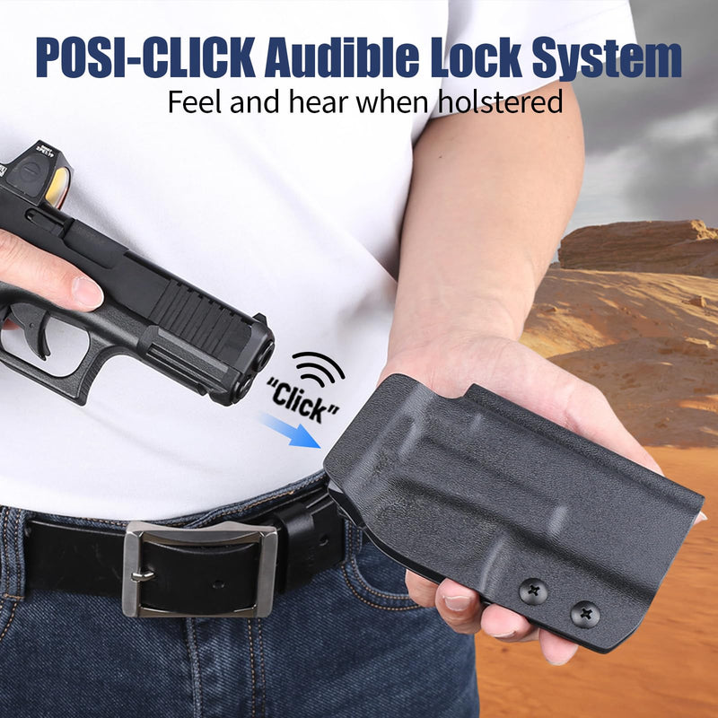 OWB Kydex Holster for Glock 19/19X/26/44/45 & Compatible G23/G32 Gen3-4, Fits MOS Models, Optic-Ready Open-Muzzle Design, Right Hand Outside Waistband Carry, Adjustable Retention & 1.5–2.25'' Belt Fit