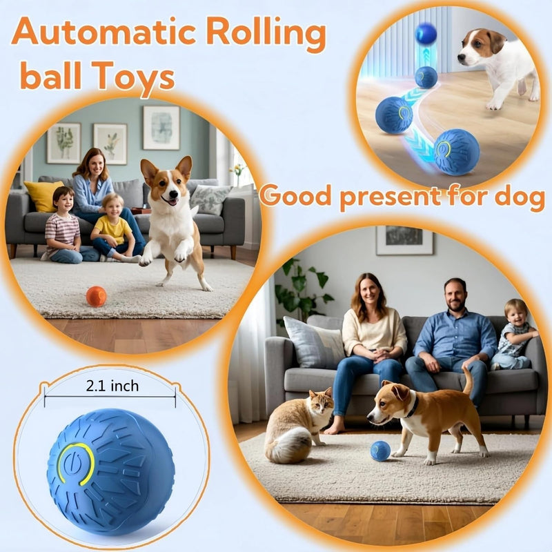 Interactive Dog Ball, Activated Automatic Rolling Ball for Dog, Self Moving Vibrating Smart Jumping Automatic Moving Bouncing and Rotating Balls for Pets (Blue/Orange) Blue/orange - PawsPlanet Australia