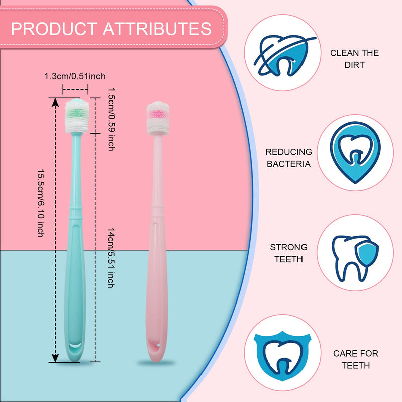 BLMHTWO 2 Pieces Cat Toothbrush, Small Dog Toothbrush 360-Degree Dog Toothbrush Small with Independent Transparent Packaging Box and PP Handle Silicone Dog Toothbrush for Small Dogs (Green and Pink) - PawsPlanet Australia