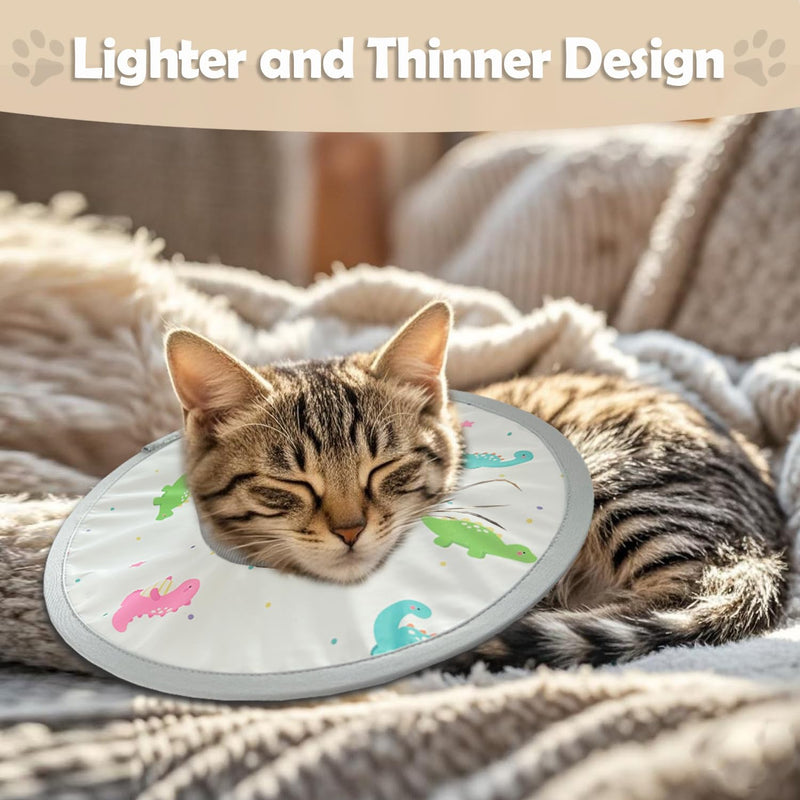 LOS ANDES Cat Recovery Collar, Adjustable Cat Protective Collar Alternative After Surgery, Protect Cat Neck Cones to Stop Licking Wound, Lightweight Elizabethan Collar for Kitten,Puppy M(for Neck 8.7-11.8inch) Dinosaur - PawsPlanet Australia