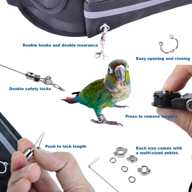 Hands-Free Bird Harnesses Suitable for Cycling and Driving Outdoors and Belts self-retracting Fanny Pack Bird Leash suirtable for Parrots Conures Cockatiels small group - PawsPlanet Australia