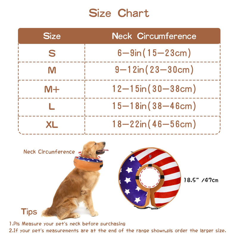 TDTOK Inflatable Dog Cone Soft, Adjustable Flag Dog E Collar After Surgery with Detachable Anti-Licking Shield, E Collar Pet Cone Alternative After Surgery US Flag XL (Neck: 18-22'') - PawsPlanet Australia