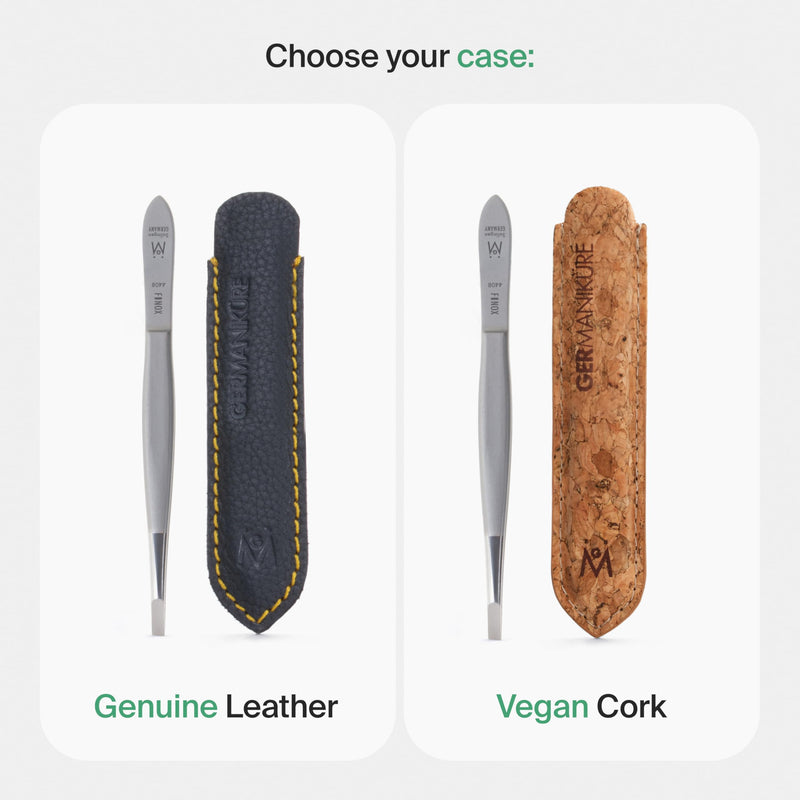 GERMANIKURE Professional Arched Claw Tweezers in Cork Case- FINOX Stainless Steel Sharp - Ethically Made in Solingen, Germany - 4408