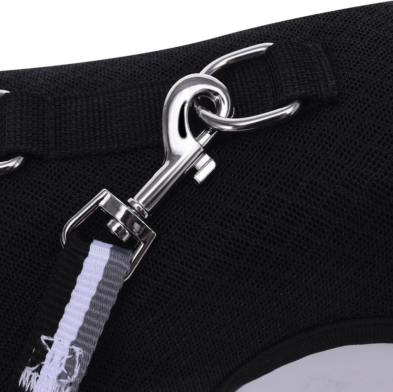 Cat Harness and Leash for Walking Escape Proof Breathable Mesh Fabric, Solid Black, Extra Large, Adjustable Cat Walking Jackets, Padded Stylish Cat Vest XL ≥ 11LBS Solid Black Mesh - PawsPlanet Australia