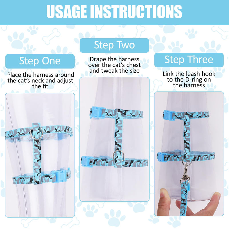 3PCS Cat Leash and Harness Set, Lightweight Cat Harness, Adjustable Escape Proof Kitten Walking Collar - PawsPlanet Australia