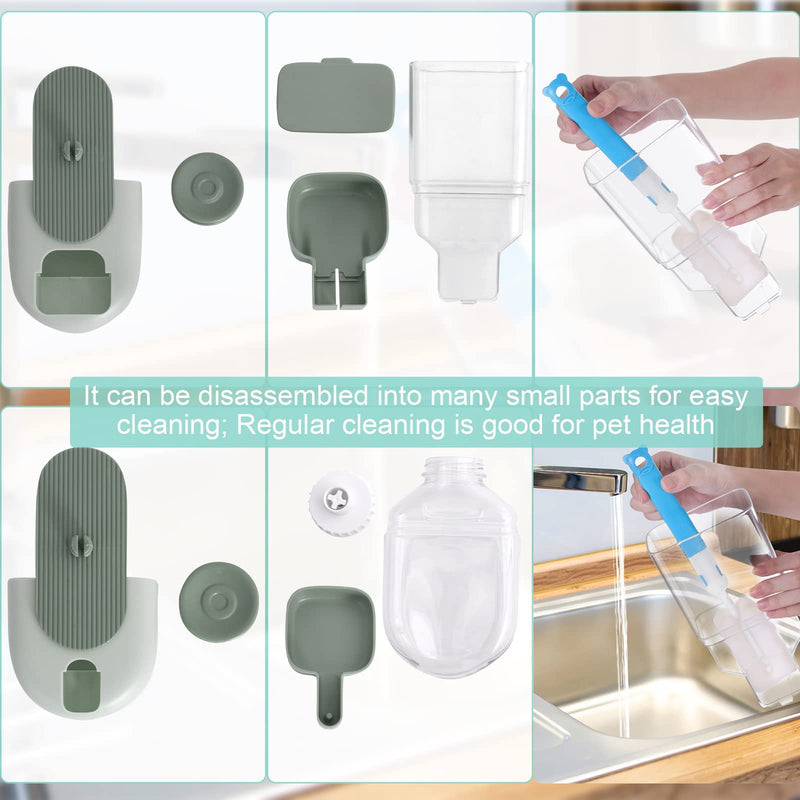 Hanging Automatic Food Water Dispenser,Gravity Rabbit Feeder Water Dispenser Set,Cage Cat Water Dispenser,Food Bowl for Bunny Guinea Pig Ferret Water Dispenser (Cage Grid Spacing Over 1.2'') Green - PawsPlanet Australia