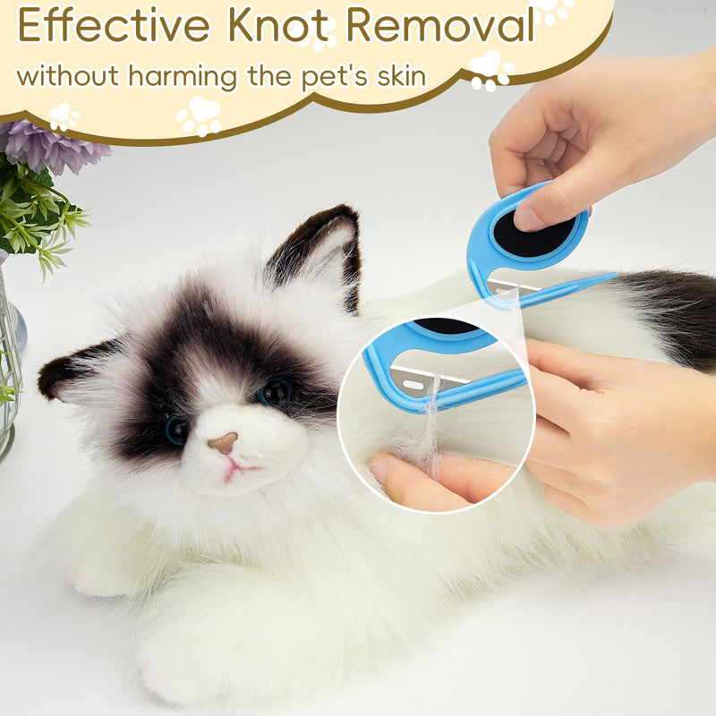 Upgraded 4Pcs Cat Dog Knotting Comb Set - Safer Non-Slip Handle Pet Grooming Tool, Universal Knot Remover Comb for Cats and Dogs, Pet Grooming Supplies (Knotting Cut Combs, Count, 1) Knotting Cut Combs - PawsPlanet Australia