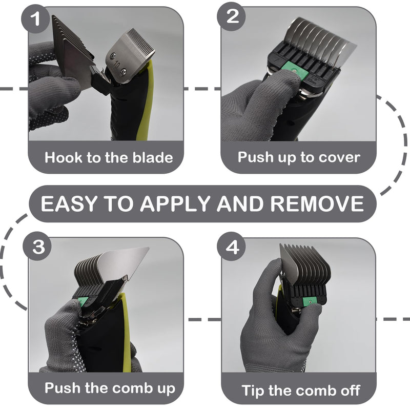 4 Pieces Animal Clipper Stainless Steel A5-Style Replacement Attachment Guide Guard Combs, 16/19/22/25mm 5/8", 3/4", 7/8", 1" Compatible with Wahl KM2/5/10 Andis AG BG Oster A5/A6 Pet Cat Dog Groomers - PawsPlanet Australia