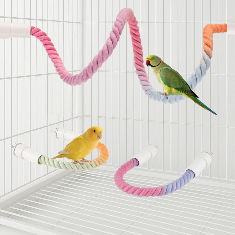 4Pcs Rope Perches for Bird Cages, Bendable Climbing Rope Cage Accessory Toy, Perfect for Parrots Cockatiels & Budgies, BirdToys, Swings & Ladders for Medium Birds Gradient 4PCS - PawsPlanet Australia