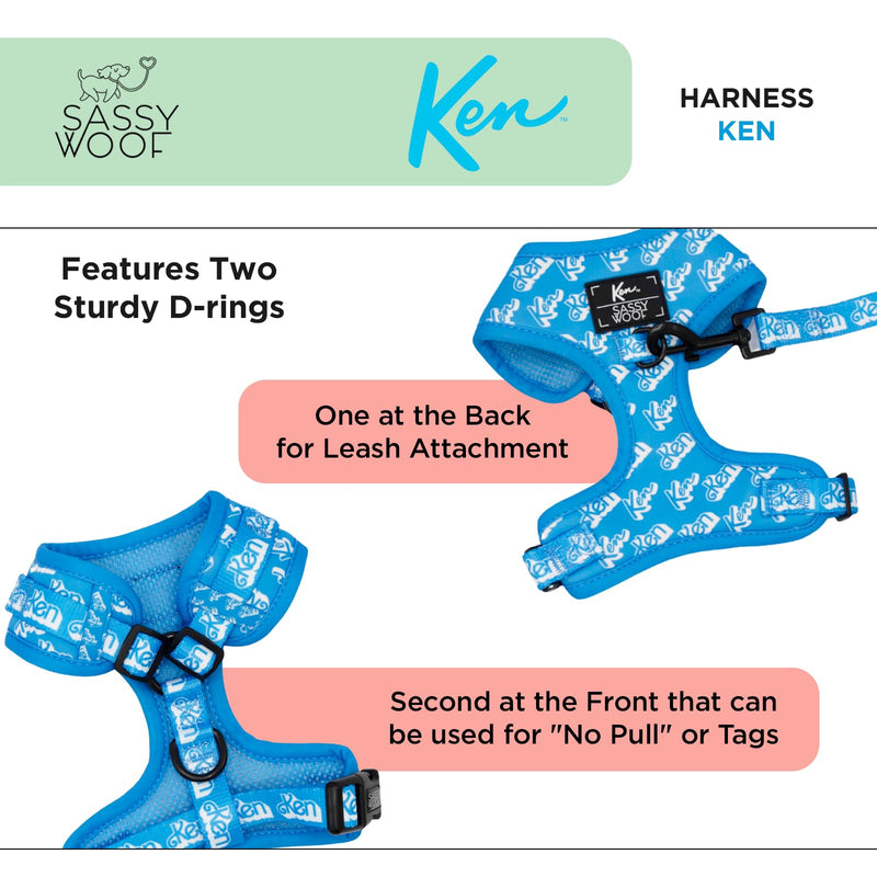 Sassy Woof Dog Adjustable Harness - Ken™ - L, Breathable Mesh, No Pull Design with Two D-Rings, Patented Design, Ideal for Large Dogs - Officially Licensed - PawsPlanet Australia