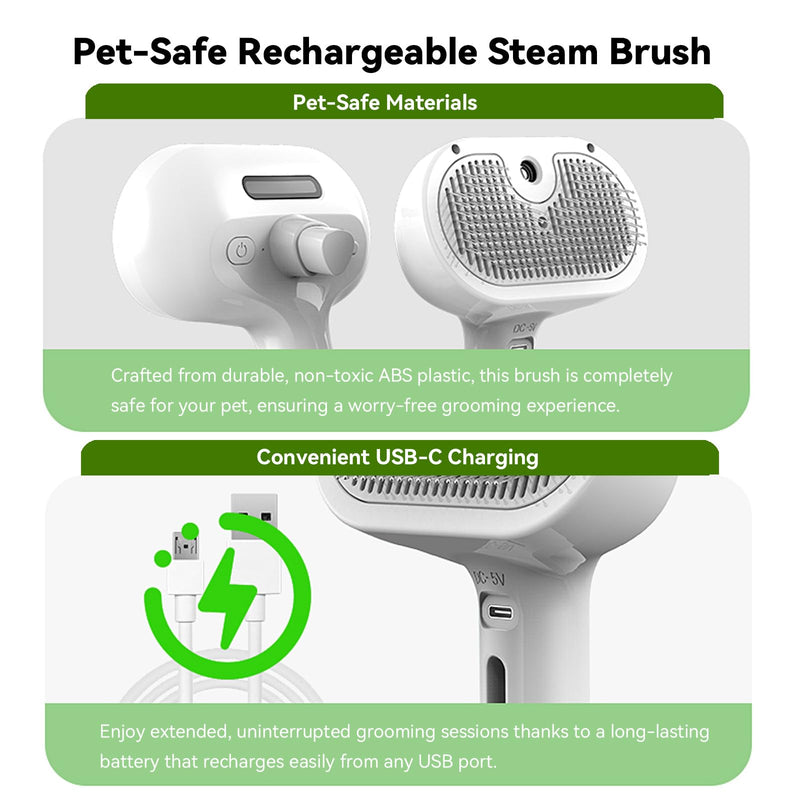 Pet Steam Brush, 3-in-1 Spray Hair Removal Comb for Dog and Cat, Steam for Shedding and Grooming, Spritz Defur Comb, Water Brush for Long & Short Haired Pets - PawsPlanet Australia