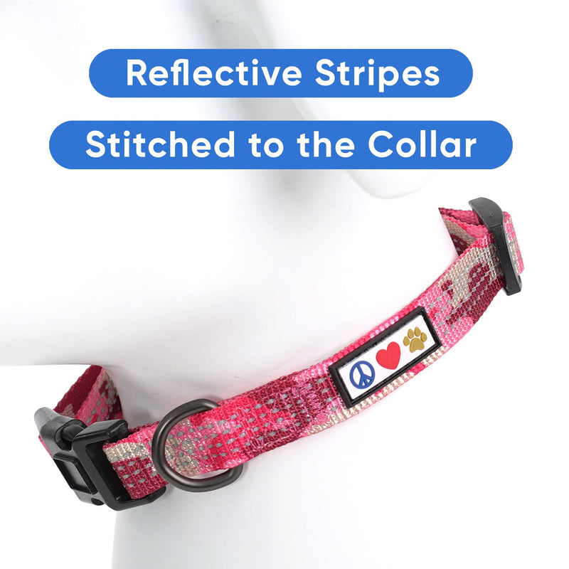 Pawtitas Reflective Dog Collar Adjustable Dog Collars for Small Dogs Puppy Collar Extra Small Dog Collar Camouflage Pink Dog Collar X-Small (Pack of 1) Pink camo - PawsPlanet Australia