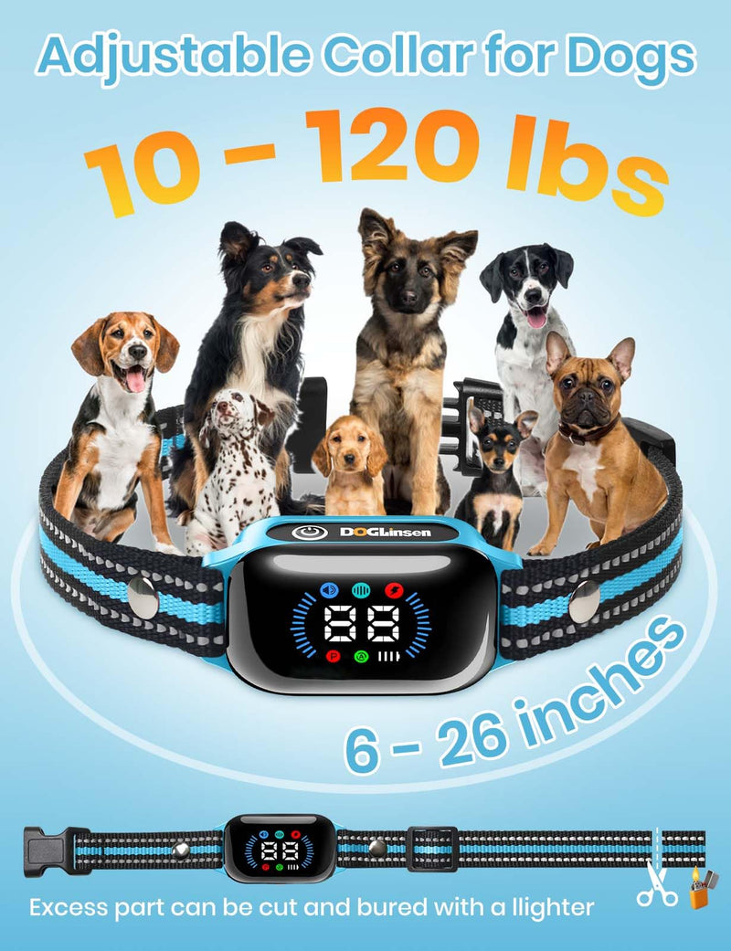 Smart 2-in-1 Dog Shock and Bark Collar - AI Anti-Misoperation, 3300FT Remote Training Collar, IPX7 Waterproof, 4 Modes (Tone, Vibration, Safe Shock, Auto Anti-Bark) for Dogs Blue - Blue - PawsPlanet Australia