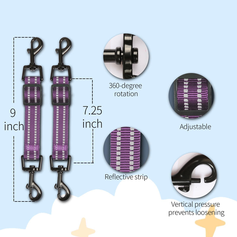 Prong Collar Safety Clip - Double Ended Dog Collar Safety Clip, Adjustable Backup Clip for Dog Harness Connectors, Heavy-Duty Dog Safety Clip & Dog Leash Clip for Walking, Running, Hiking - Purple