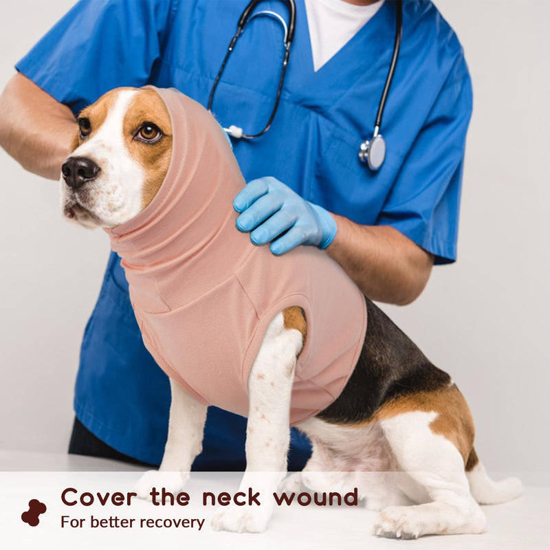 PUMYPOREITY Dog Snood, Medical Shirt Turtleneck Dog Neck Wound Protector Soft Post Op Body Suit Neck And Ear Warmer Cover Head, Base Layer Wearing Under Thicker Coat/Jacket(Flesh Pink, S) Flesh pink