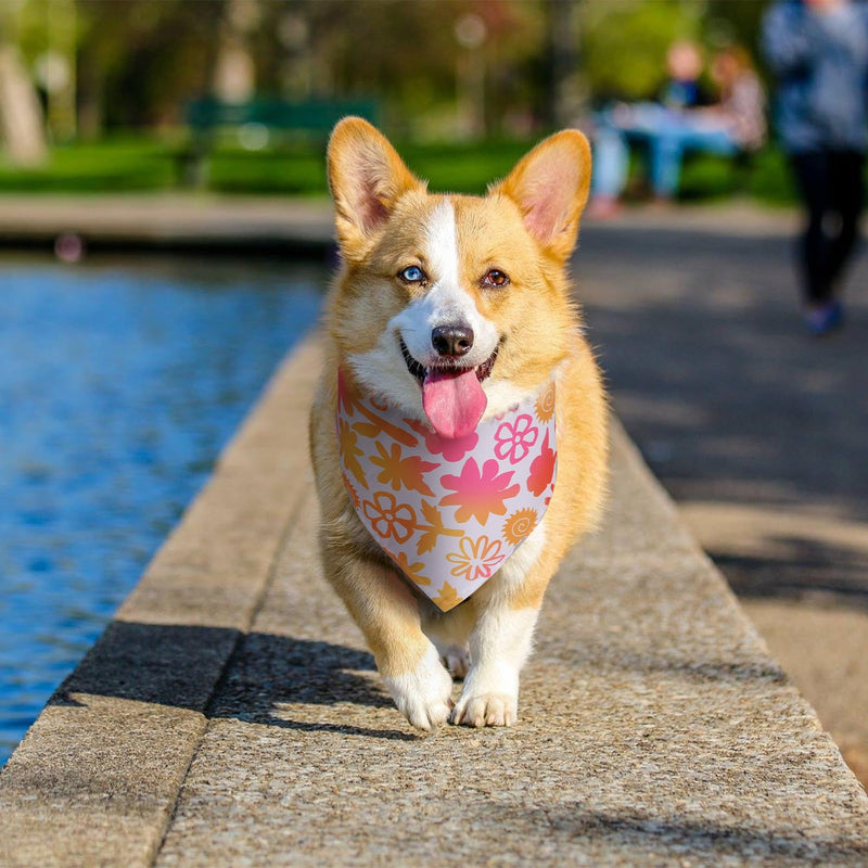 9 Pack Dog Bandanas, Polyester Dog Bandana Bulk for Boy Girl, Pet Scarf Washable, Flower Pattern - PawsPlanet Australia