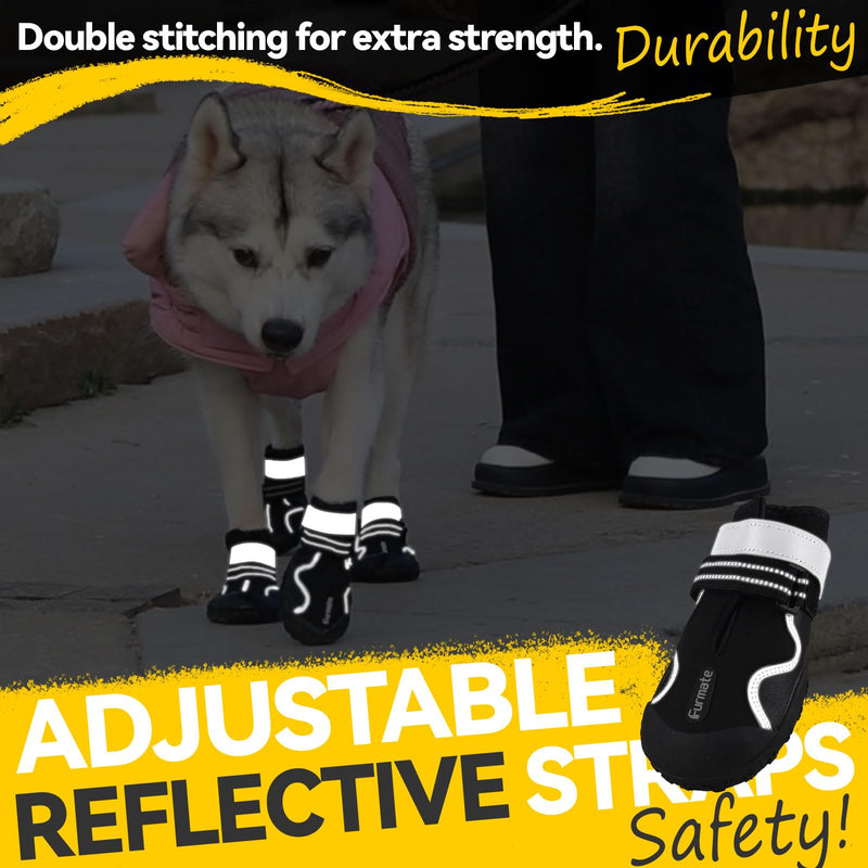 Dog Shoes for Large Small Medium Dogs,Dog Booties for Indoor Hardfloors Anti-Slip,Reflective Strip Waterproof Dog Boots & Paw Protectors for Outdoor Walking Hot Pavement,Winter Snow (Black-4) Black #4: 2.2"x2.6"(W*L) for 31-40lbs - PawsPlanet Australia
