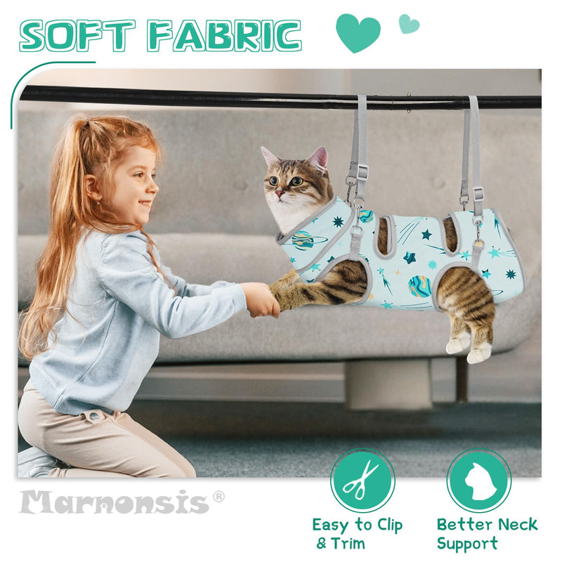 Cat Grooming Hammock, Self-Adherent Wrap for Cutting Nails, Anti-Escape Calming Grooming Bag for Medicine, Nail Clipping, Teeth Brushing, Ear Cleaning L（WT: 9-18 lbs） Star - PawsPlanet Australia