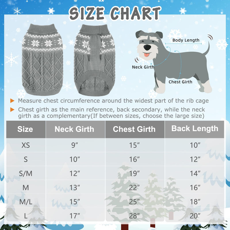Warm Winter Dog Sweater - Cold Weather Pet Clothes for Small Medium Large Dogs Indoor Outdoor, Soft Classic Knit Puppy Apparel, Grey, M - PawsPlanet Australia