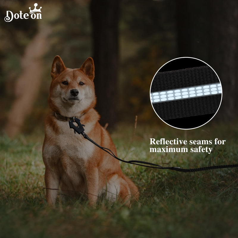 Tactical Dog Lead with Padded Handles 4.5-6.3FT Shock Absorbing Bungee Heavy Duty Reflective Lead Strong No-Pull Design Metal Carabiner Clip Car Seat Belt for Medium Large Dogs, Black - PawsPlanet Australia