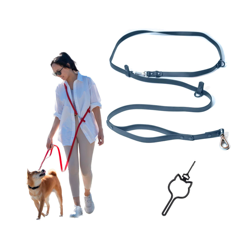 Heavy Duty Hands Free Dog Leash for Medium to Large Dogs for Comfortable Running, Jogging Walking | Dual D-Rings | Soft Padded Traffic Handle | Both Ends 360 Rotating Carabiners (Leash Length 7.7 ft) Navy Dual Side Ring - 7.7 ft - PawsPlanet Australia