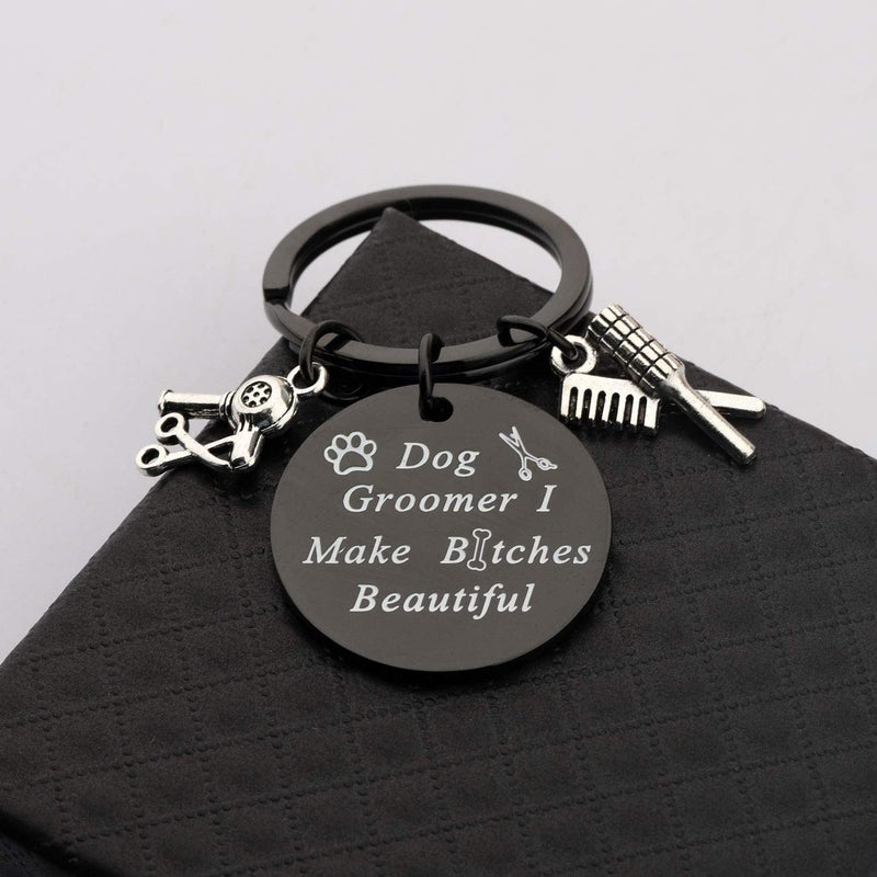 LQRI Dog Groomer Gift Pet Groomer Gift Keychain I Make Bitches Beautiful Hair Stylist Pet Grooming Jewelry Black - PawsPlanet Australia
