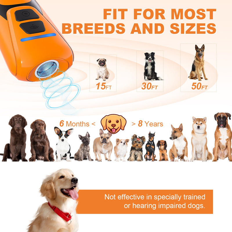 Dog Bark Deterrent Devices, Ultrasonic Anti Barking Device for Dogs, Up to 50FT Long Range Rechargeable Bark Control Safe for Dogs & Human Portable Indoor Outdoor, Dog Training & Behavior Aids 4.5 x 2 x 1 inches Orange - PawsPlanet Australia