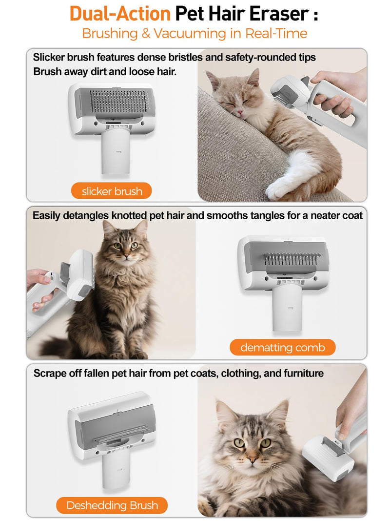 Dog Vacuum For Shedding Grooming, Pet Grooming Vacuum For Dogs Cat, Vacuum Pet Hair Remover Tool with Slicker Deshedding Dog Brush for Shedding Dematting Comb Kit - PawsPlanet Australia