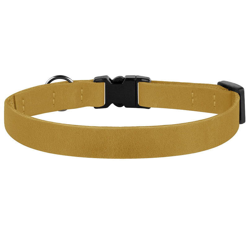 Breakaway Cat Collar Leather with Removable Bell - 13 Colors Available - Soft Adjustable Girl Boy Safety Lightweight Pet Kitten Collars Pink Brown Blue Green Red Orange Black (Mustard) Mustard - PawsPlanet Australia