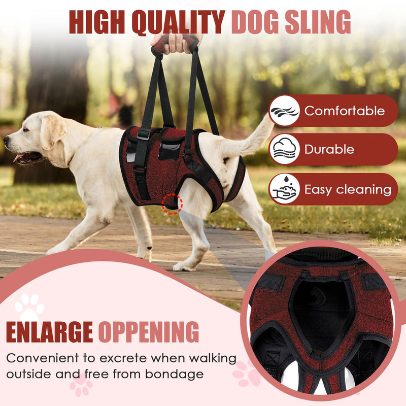 Eyein Adjustable Dog Lifting Harness - Comfortable Dog Sling Hip Support for Back Legs, Soft Hind Assistance Vest for Senior, Injured, Arthritic, Disabled and Aid After Acl Surgery(Red,XL) XL Red