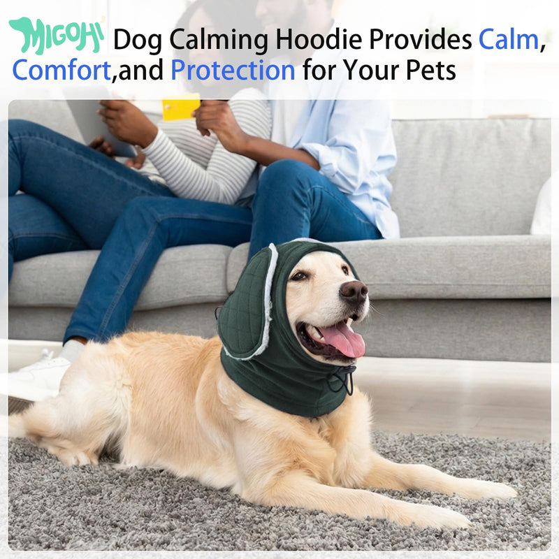 MIGOHI Soft Dog Ear Muffs Noise Protection,Ear Covers for Dogs,Dog No Shake Ear Wrap for Hematoma,Calming Hoodie Quiet Ears Head Warps for Medium Large Dogs Groom,Bath,Thunderstorms,Firework,XL,Green Green X-Large