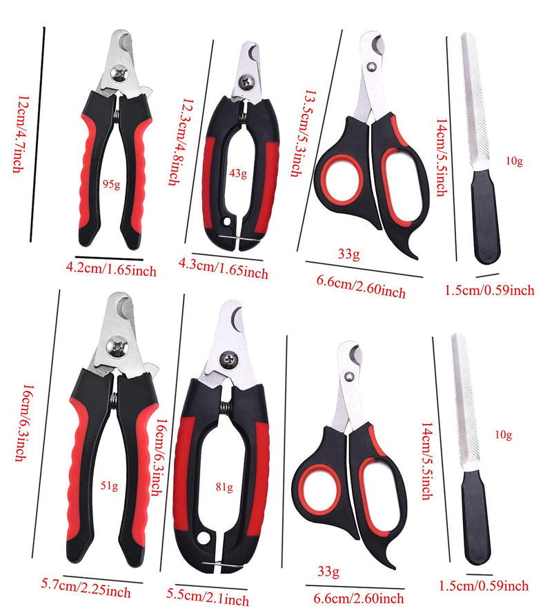 4 Pieces/set Pet Dog Cat Nail Clipper Cutter Stainless Steel Grooming Trimmer Scissors Clippers for Animals with Lock 2 sizes (Small, Black and Red) - PawsPlanet Australia