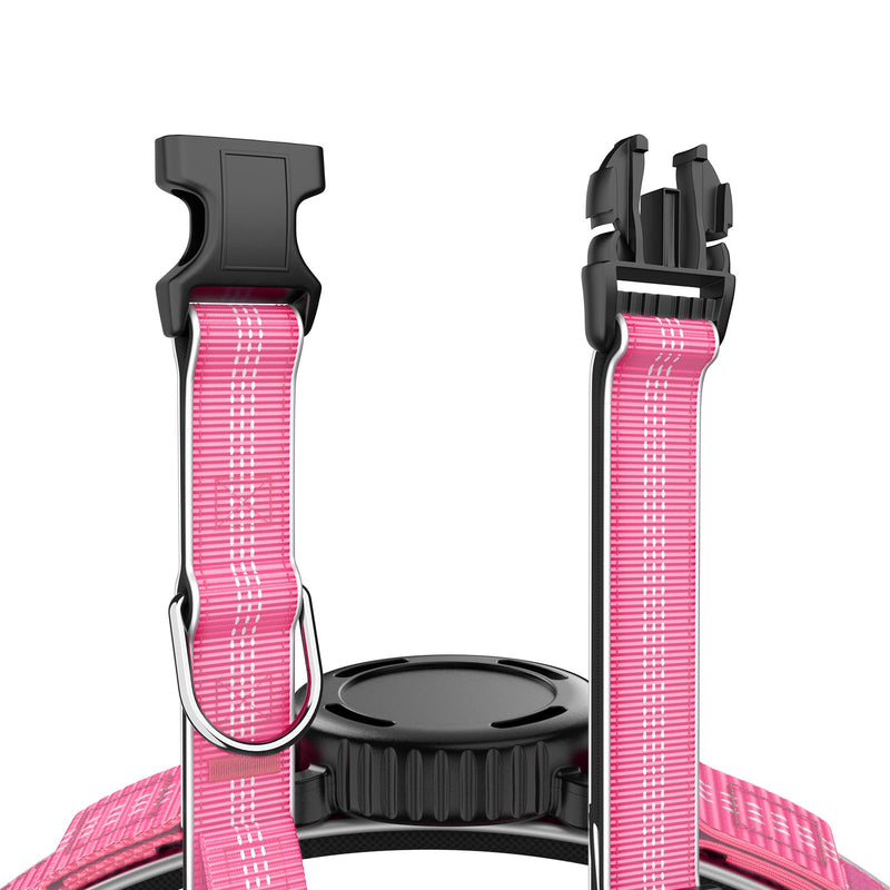 Waterproof AirTag Dog Collar - Reflective Comfortable Dog Collars with Air Tag Holder - GPS Dog Tracker Collar with Quick Easy Install - for Large Medium Small Dogs(Pink, M) M(14.7"-19") PINK - PawsPlanet Australia