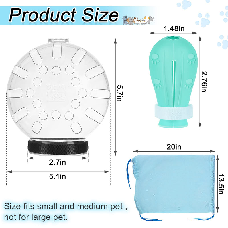 Cat Helmet for Grooming - Adjustable Hood Bubble Helmet with Boots Paw Covers and Bath Bag for Cat Dog Pet Bathing Shaving Material Type A