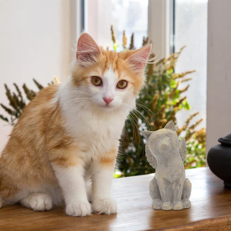Cat Angel Memorial Figurine, Gray, Resin Sculpture for Cat Lovers, Pet Loss Gift, Hand-Painted Natural-love My Cat (Gray) - PawsPlanet Australia