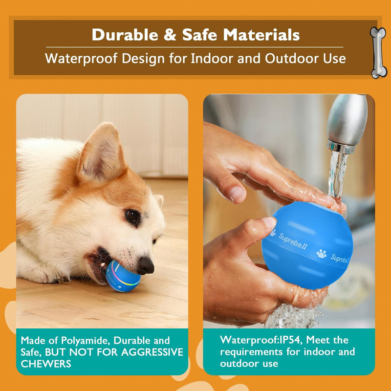 BENTOPAL Interactive Dog Toy Wicked Ball for Indoor Cats/Dogs with Motion Activated/USB Rechargeable Blue - PawsPlanet Australia