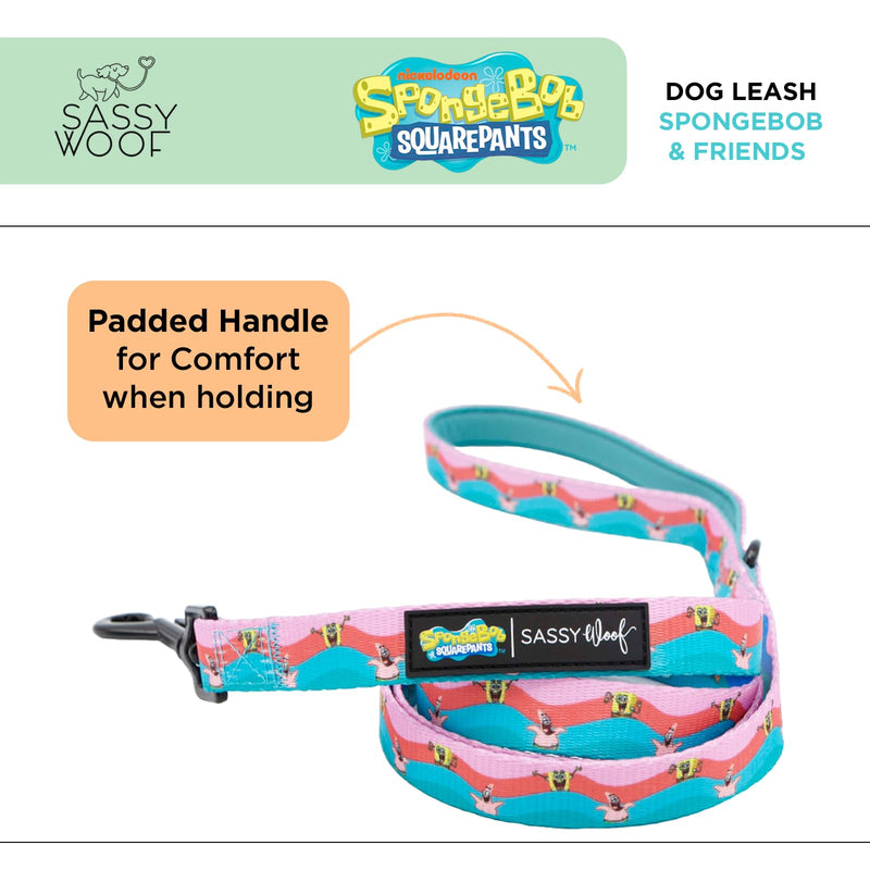 Sassy Woof Spongebob Squarepants™ and Friends Dog Leash 60-Inch with Neoprene Padded Handle - Comfortable, Durable, and Stylish for Small to Large Dogs - Officially Licensed - PawsPlanet Australia