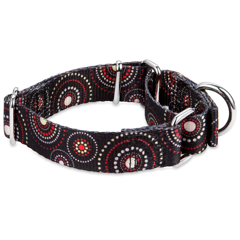Martingale Dog Collars Colourful Oil Painting Pattern Series - No Pull Pet Collar Silky Soft for Medium and Large Dogs (Large, 1 Inch Wide, Firework Dots -Black) Large, 1 Inch Wide - PawsPlanet Australia